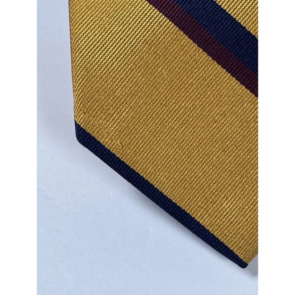Brooks Brothers Makers Silk Repp Tie Gold Blue Burgundy Striped Made‎ in USA